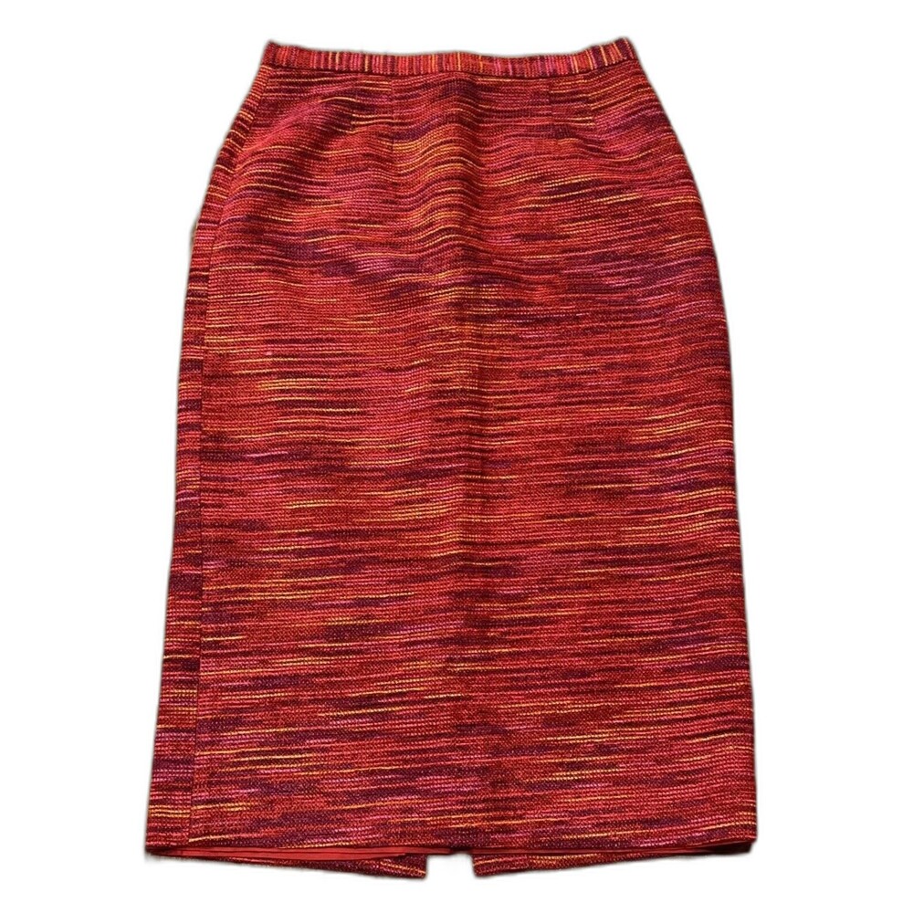 Lily & Taylor Skirt Womens 10 Midi Straight Lined Red Purple Pink Orange Career